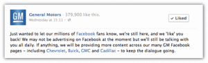 GM Motors Facebook Advertising