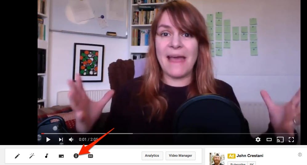 Click the card icon to add links to your YouTube video.