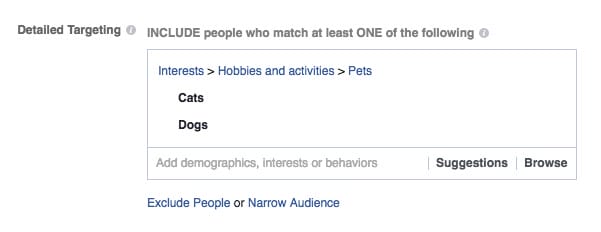 Targeting people who like cats OR dogs