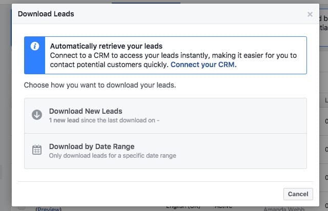 Download all leads or just those gathered since your last download.