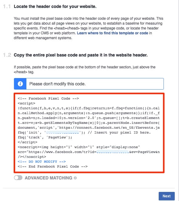 Copy the base code and add it to the head section of your website