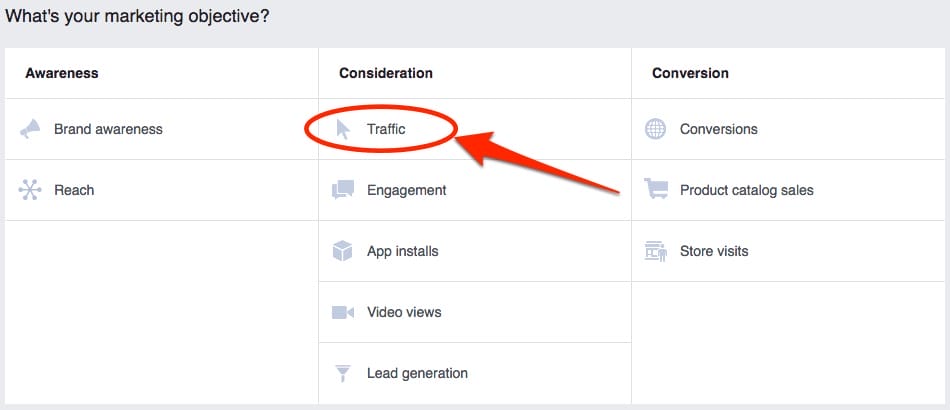 Choose the traffic objective when setting up ads that encourage people to message you 