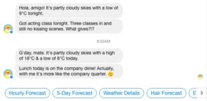Twice daily weather reports with a sense of humour from the Poncho messenger bot