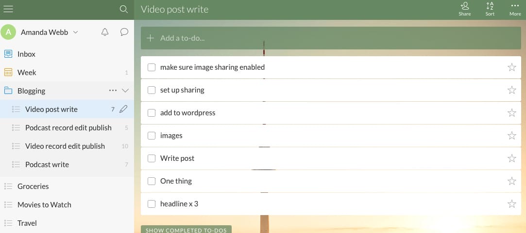 Wunderlist helps you manage your todo list and recurring tasks