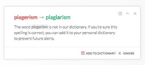 Click a word and Grammarly suggests a new spelling or grammar correction