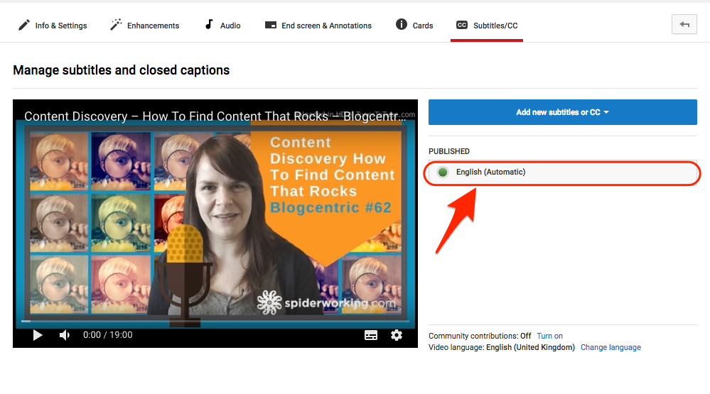 Add captions to your youtube video