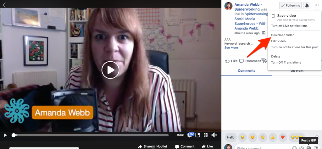 Download your Facebook Live from your group for re-purposing