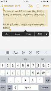 Store a welcome message template in your notes app.