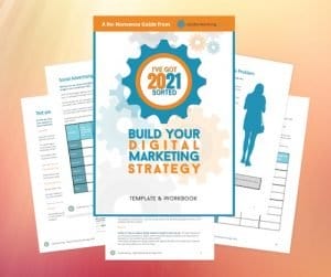 Digital marketing strategy template forms and cover of book
