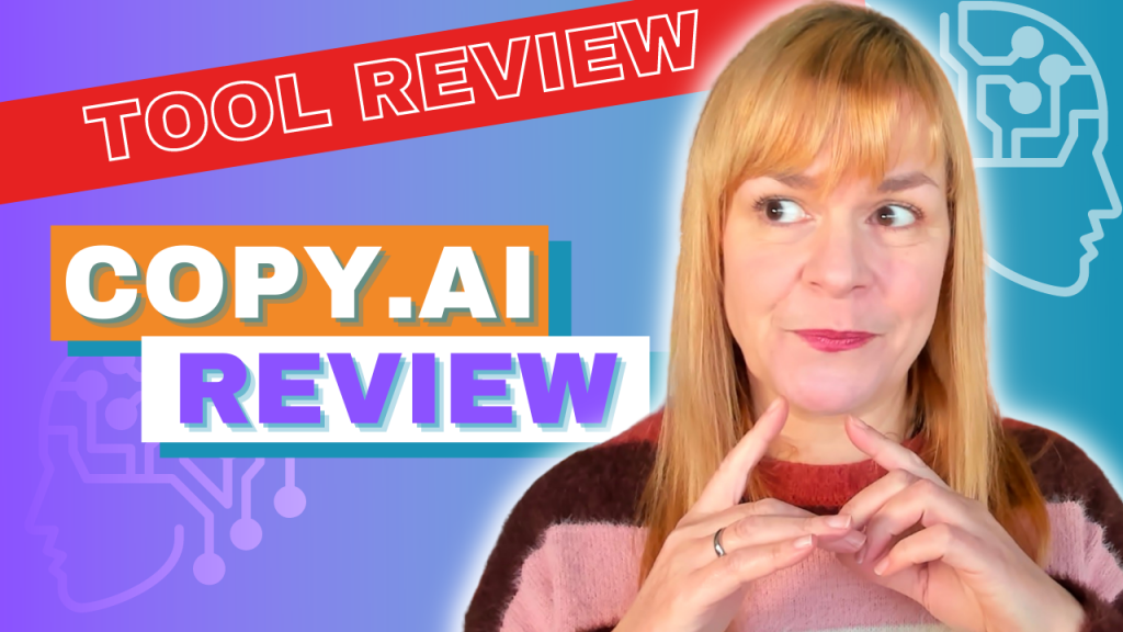Amanda thinking with text 'copy.ai review'