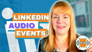 text linkedin audio events with linkedin logo in background