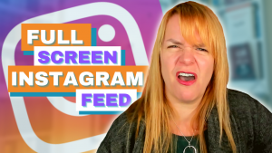 Amanda looks shocked - words read 'full screen instagram feed'