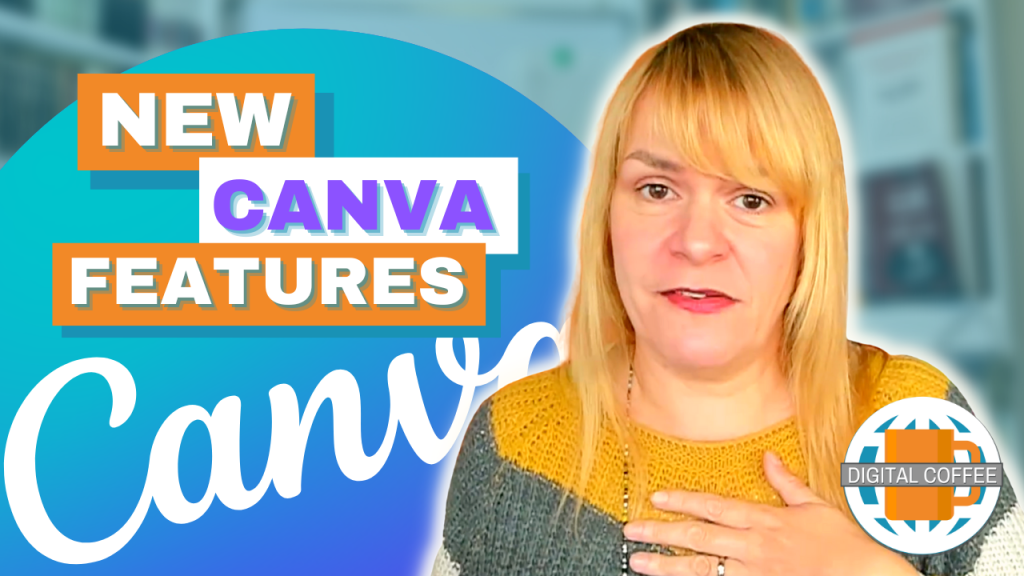 Amanda is about to say something. Could it be about Canva? Could be as the word Canva and the phrase 'New Canva Features' float off to her left.