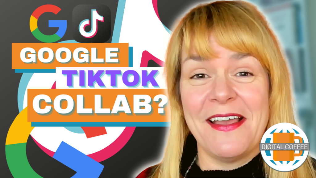 Amanda looks amazed and slightly happy. The words 'Google TikTok Collab' float to her side.